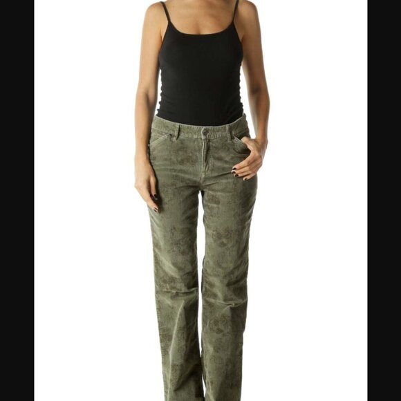 J.Jill Green Corduroy Mid Rise Green Corduroy boot cut Flare leg Pants - Picture 2 of 10